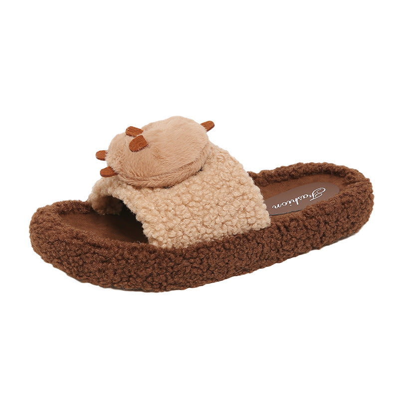 Cute capybara slippers - new autumn/winter collection: stylish, warm, and cozy fuzzy cotton slippers for indoor and outdoor wear