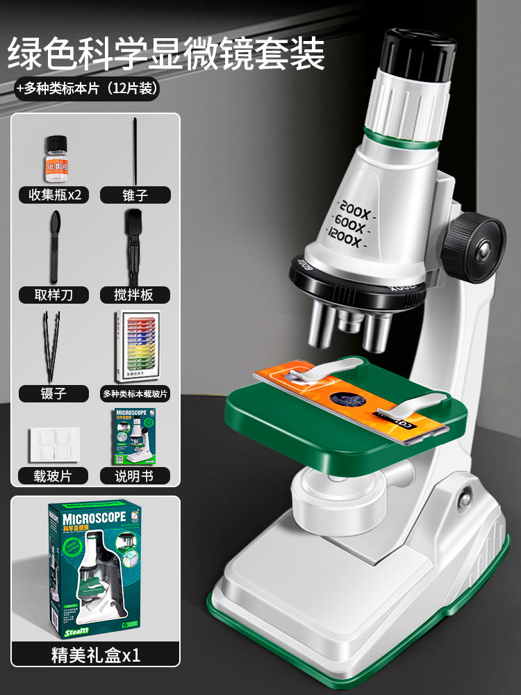 Children's microscope set - see bacteria, science experiment kit, high-definition educational toy for elementary and middle school students, perfect for boys