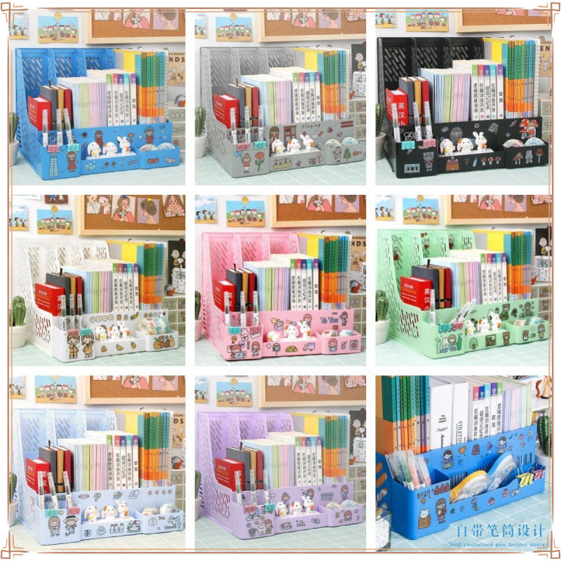 Desktop Files Bookstand Storage Box Folder Thickened Desk Storage Materials Student Bookshelf Bookshelf Desktop