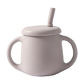 new food-grade silicone straw cup, kids' water bottle, baby training cup, drop-proof milk cup, feeding utensil