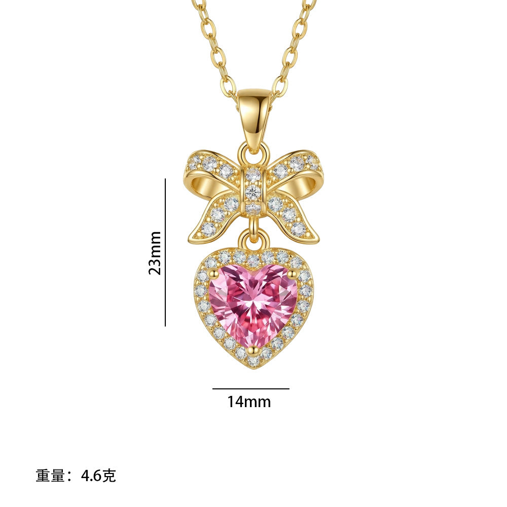 Popular internet celebrity fashion copper inlaid zirconium full diamond heart necklace for women accessible luxuryniche styleelegant non-fading clavicle chain jewelry