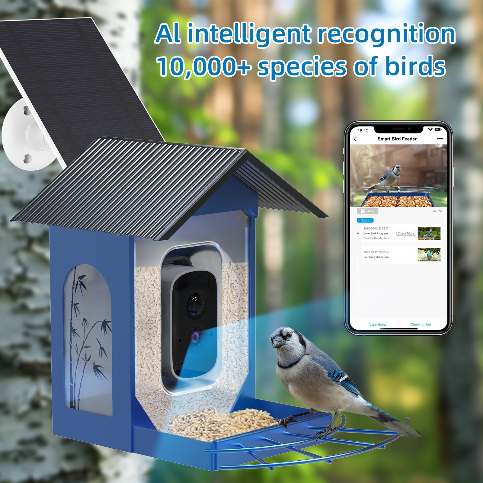 Factory direct sales Iron shell AI intelligent bird feeder 5MP high definition camera Bird feeder Foreign trade  explosion