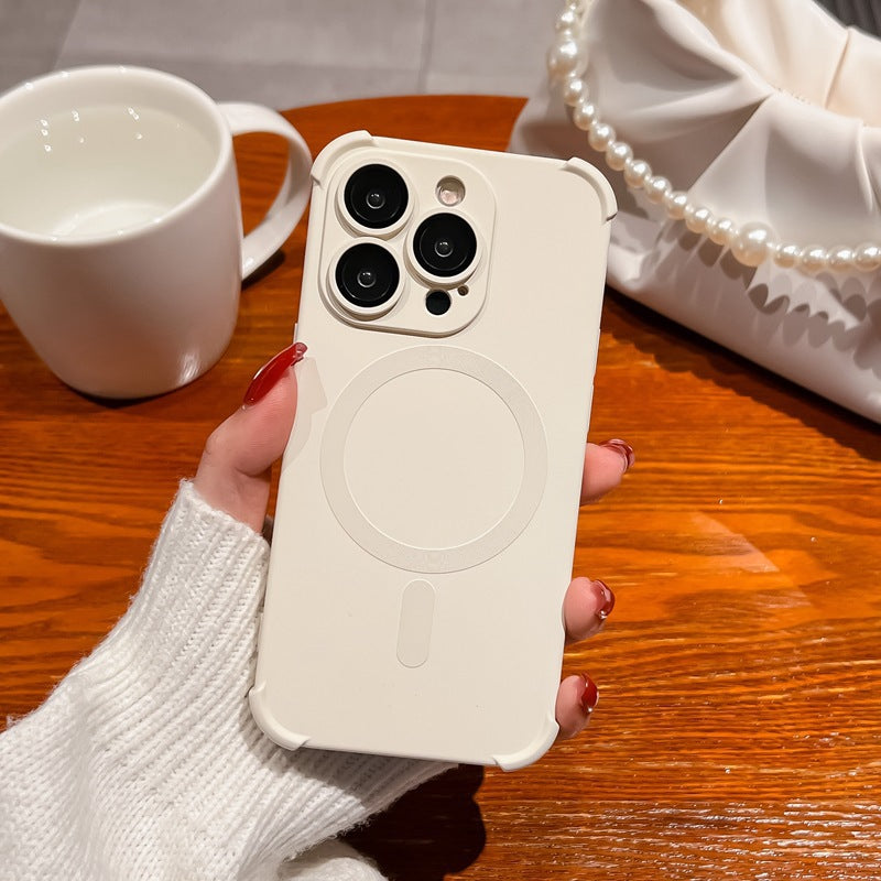 Suitable for iphone17pro mobile phone case liquid air bag four-corner magnetic suction apple 14 lens film all-inclusive protective cover