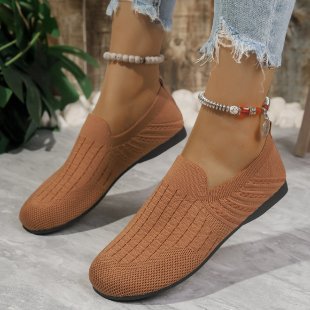 Fashionexport breathable slip-on flatsflatsflats women's cross-border wide toe plus size breathable lazy loafers