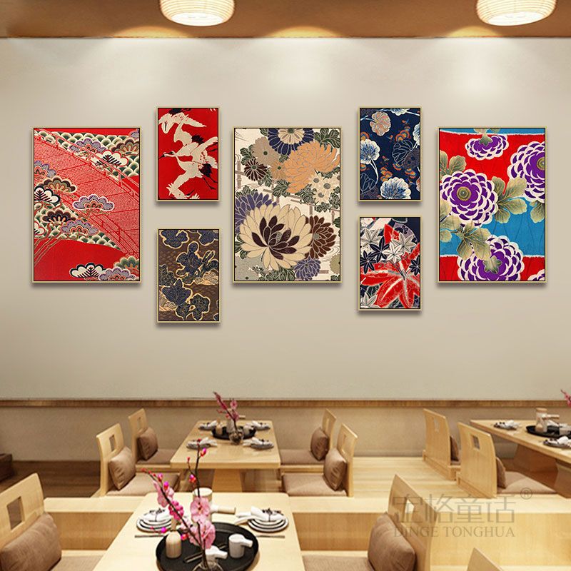 Japanese decorative painting Japanese restaurant traditional zen log wind pattern hanging painting sushi yakiniku shop box mural