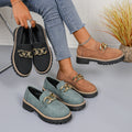 export plus size women's autumn new metal chain chunky sole fashionable versatile casual loafers wholesale