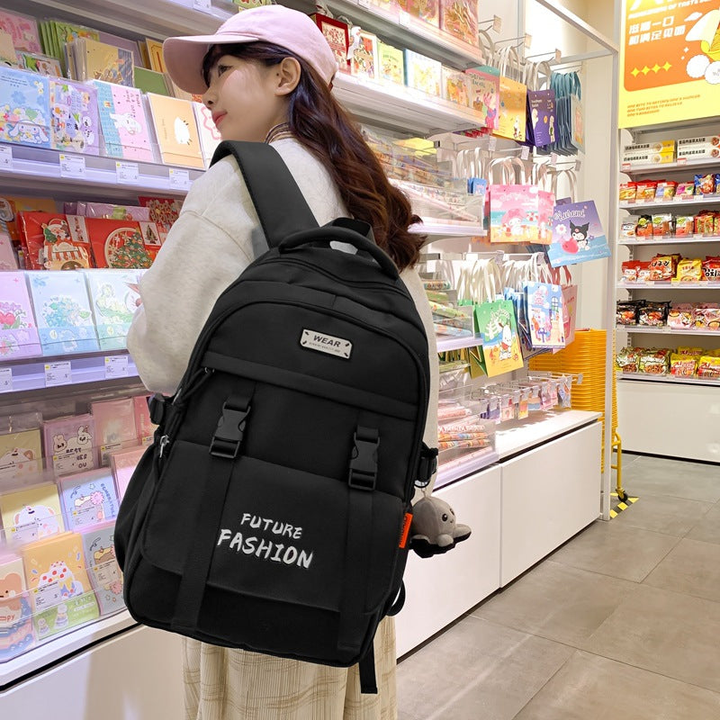 Boys and girls new middle school students simple middle school school bag large capacity ins backpack light college backpack