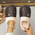 Exportplus size bag and cotton slippers winternew arrival leather waterproofnon-slipthick solecouplefleece-linedthickened wool slippers