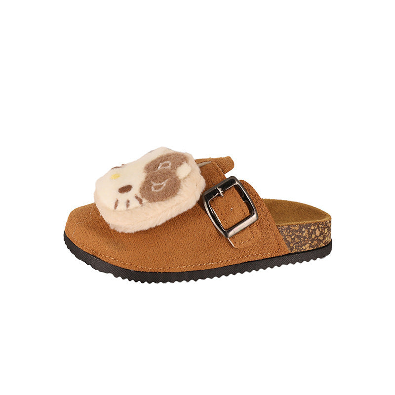 Girls' princess half-slippers, new spring 2025 collection, kids' birkenstock-style soft sole closed-toe slip-ons