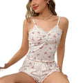 Bestselling cross-border european and american style lace cami pajama set - printed loose shorts - women's loungewear, suitable for wearing outdoors