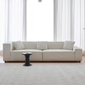 Wabi-sabi style linen three-person fabric sofa small apartment living room b&b tofu block classy cotton and linen cream style removable and washable