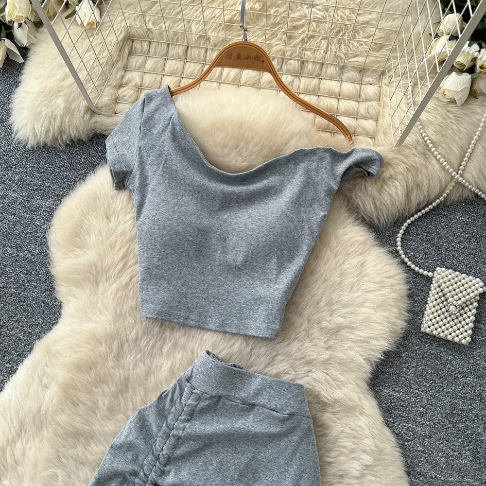 Lazy style vest skirt oblique shoulder suit women's summer silmslimming looktwo-piece setfashionelegantwork clothingsuit