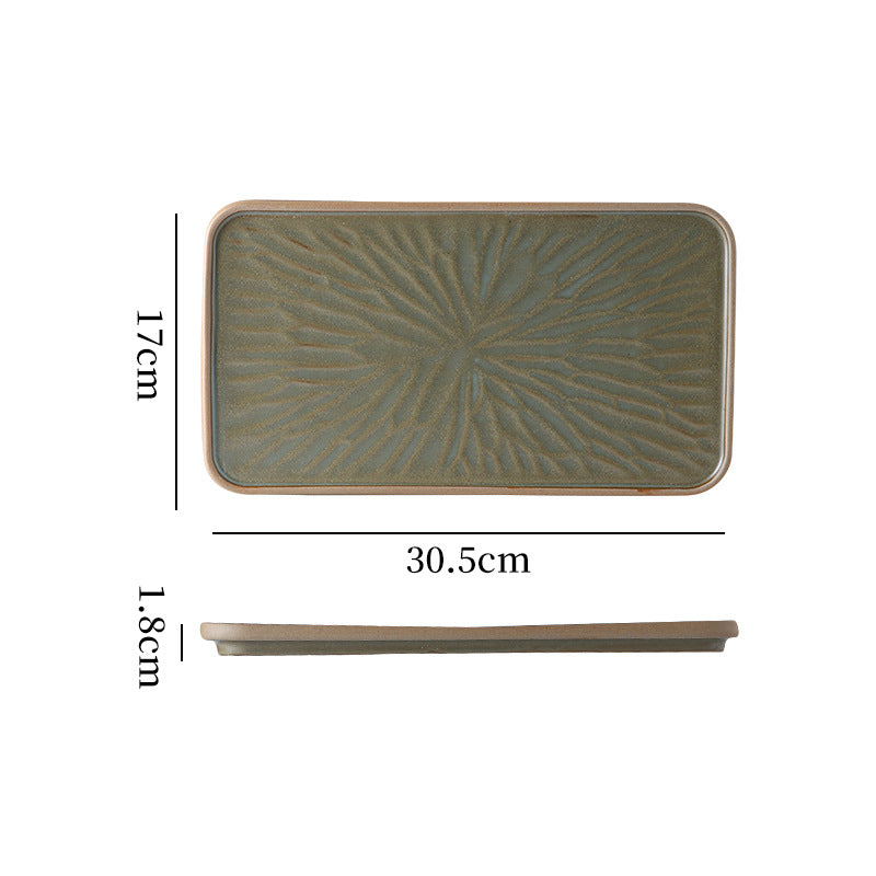 Japanese-style ceramic creative retro rectangular flat plate fish plate restaurant home hotel unique serving plate dessert plate square plate