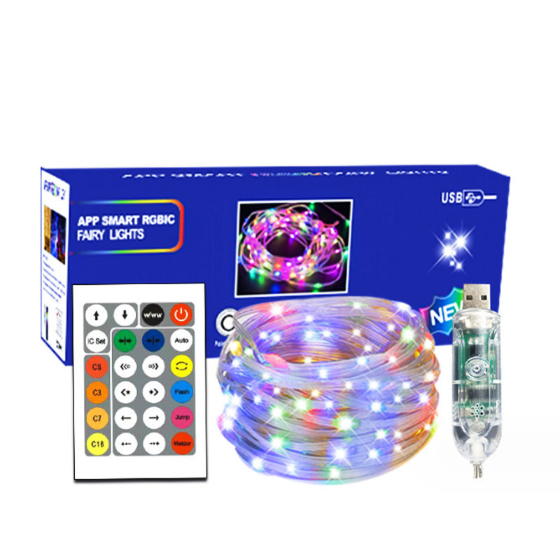 USB Symphony Leather Line Light Voice-activated String Light Bluetooth APP Intelligent Point Control RGB Atmosphere Christmas Tree Christmas Light