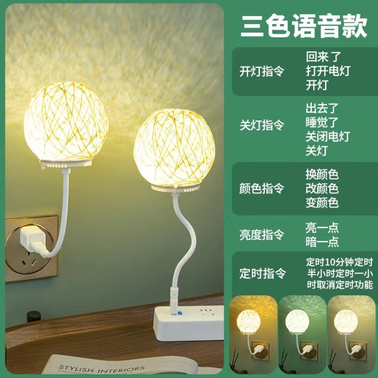 Smart voice-activated night light - tiktok viral talking switch light - usb powered bedside led lamp - eye-care desk lamp