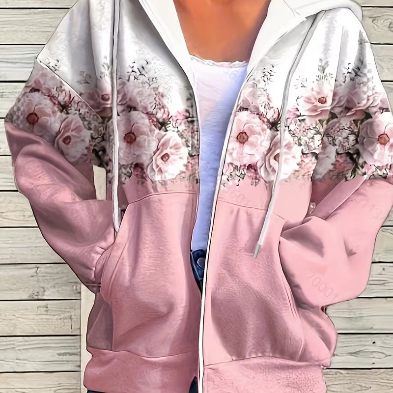 hot-selling plus-size women's zip-up hoodie, new casual long-sleeve hooded sweatshirt jacket, dropshipping available