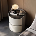 Italian round bedside table solid wood classy sense normcore bedroom slate bedside table casual modern accessible luxury storage cabinet