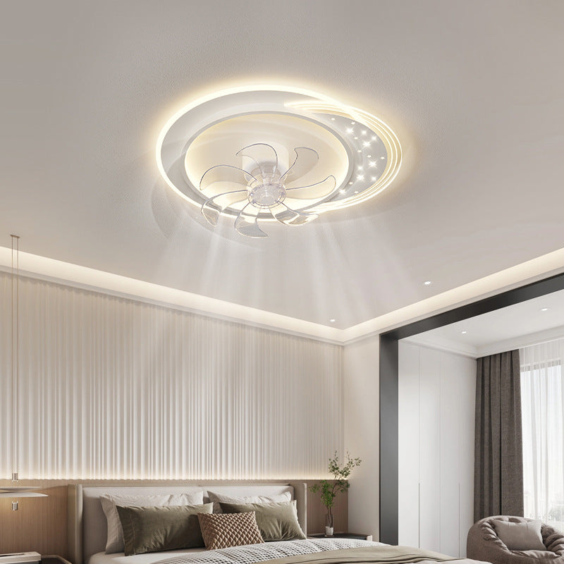 Living room fan light simple modern 2025 new creative led net red light bedroom chandelier ceiling fan lighting