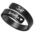 Amazon new jewelry casual blackened just breathe heart women's open adjustable ring