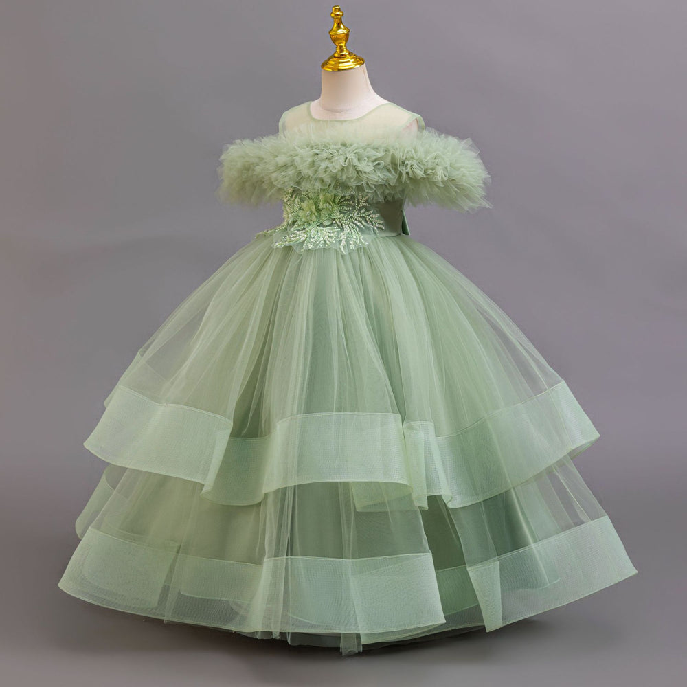 Factory direct children's floral tulle dress - princess style, perfect for runway shows and baby photoshoots