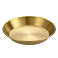 Korean style stainless steel pizza pan, western food round plate, gold flat bottom tray, bbq plate, fruit plate, steak plate, cake plate