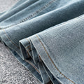 American retro spicy girl denim set - women's summer design with ruffle trim, bandeau top, and high-waisted fishtail skirt