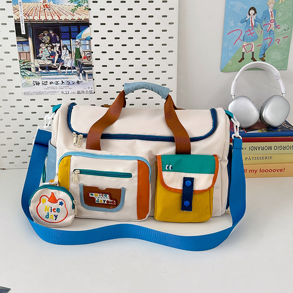Large-capacity travel bags, fashionable contrasting colors, yoga fitness bags, lightweight and short-distance business trips, hand luggage bags wholesale