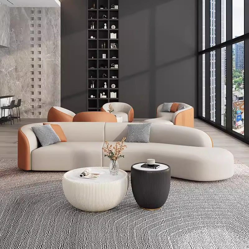 Minimalist hotel lobby, grand hall, vip lounge, reception area, sales & negotiation lounge, living room curved leather sofa