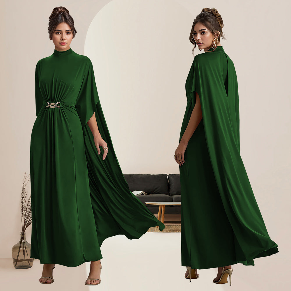 C7279 cross-border   fashion women's elegant high-end cinched waist shawl party dress