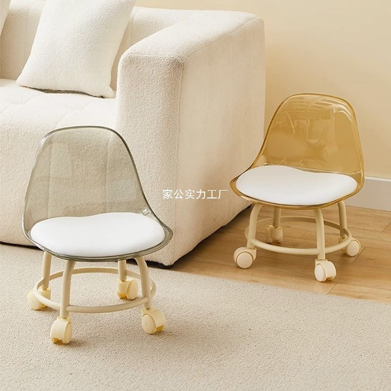 Acrylic small stool silent with universal wheel children's toddler stool Internet celebrity small chair pulley low stool beautiful seam stool