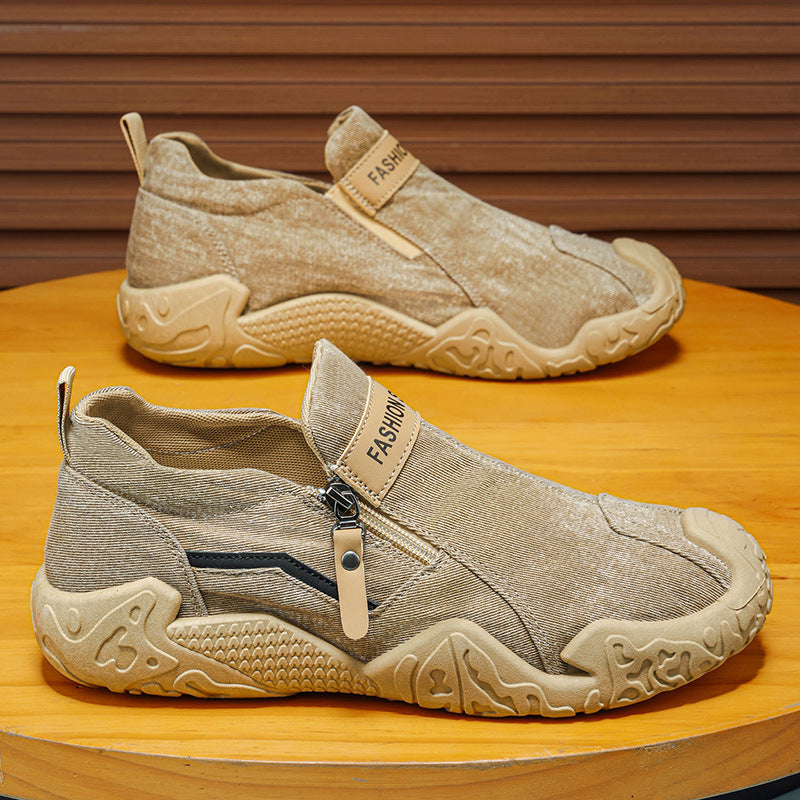 Canvas men's shoes spring breathable old beijing cloth shoes slip-on driving men sports casual trendy shoes student shoes