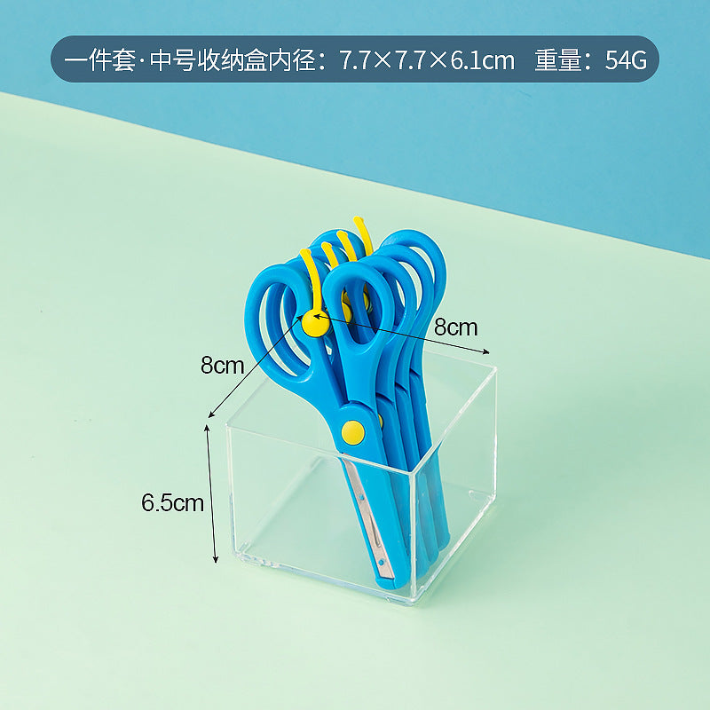 Desktop Stationery Handmade Scissors Storage Box Transparent Mini Household Multifunctional Detachable Grid Portable Storage Box