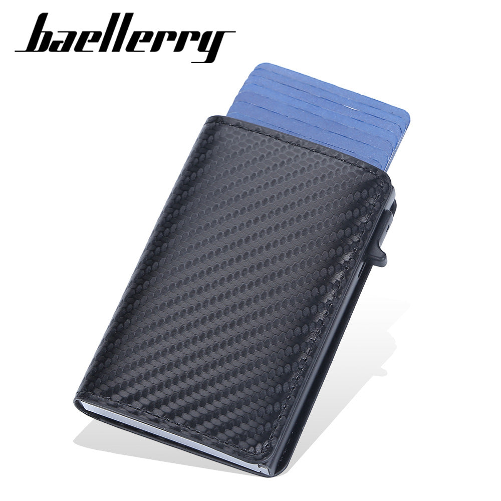 Baellerry's new men's card bag, European and American multi-card space side push aluminum box card cover, anti-theft brush, small card clip wholesale