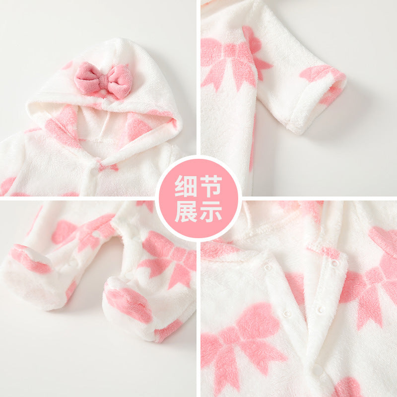 Newborn baby clothes autumn winter flannel romper girl cute warm bodysuit newborn outing crawling suit