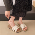 Flat soft leather sandals casual vacation trendy one-strap sandals women's summer new fashion versatile lightweight shoes