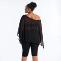 Women's european and american style autumn  new collection: solid color mesh off-shoulder cover-up, sexy bandeau top, and pants three-piece set