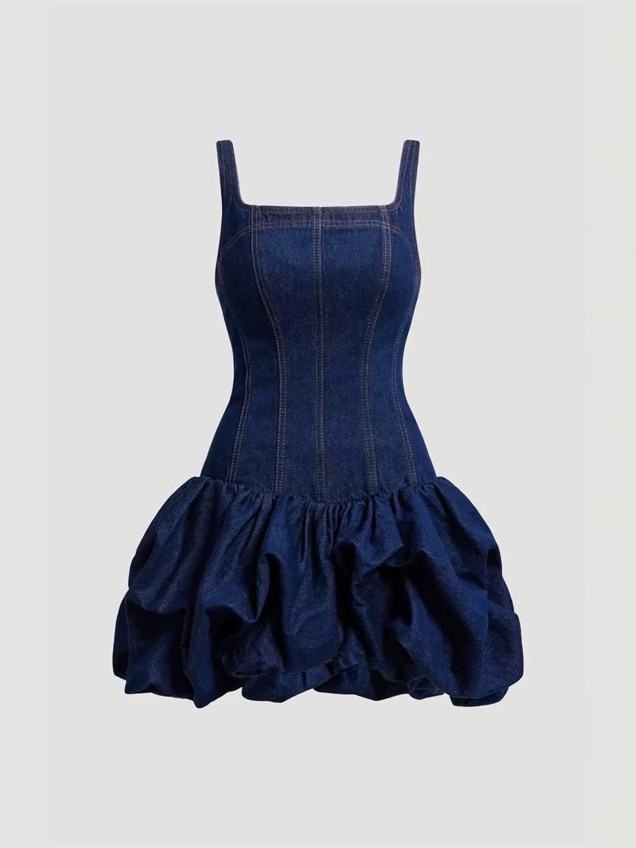 New arrival cross-border fashion denim slim high waist suspender skirt high waistdressbacklessshort