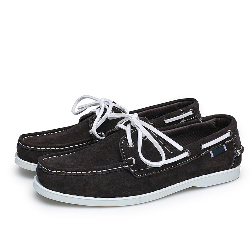 Men's casual leather shoes - lightweight, hand-stitched, plus size, classic boat shoes, old money style