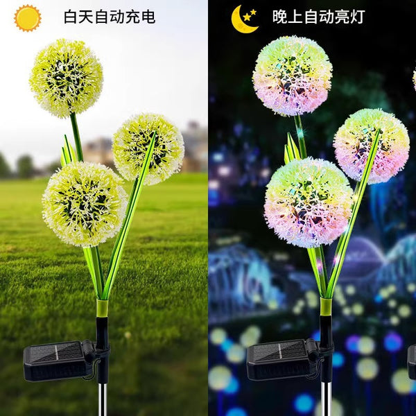 Solar outdoor light waterproof lawn floor insert other side flower light small courtyard garden garden decoration dandelion atmosphere light