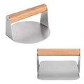 Wooden handle 304 stainless steel meat press - round & square steak press - burger patty maker