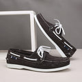 Men's casual leather shoes - lightweight, hand-stitched, plus size, classic boat shoes, old money style