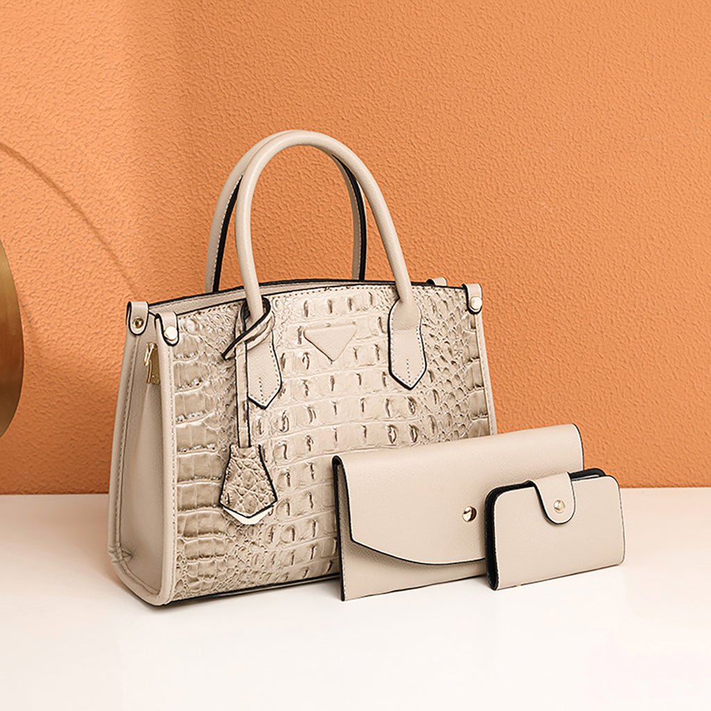 European and American retro new fashion shoulder bag urban simple large-capacity handbag crocodile pattern women's messenger bag