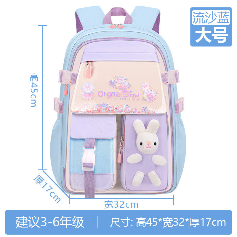 quicksand children's schoolbag for elementary school girls grades 1-3-6 cute princess reducing the burden backpack wholesale