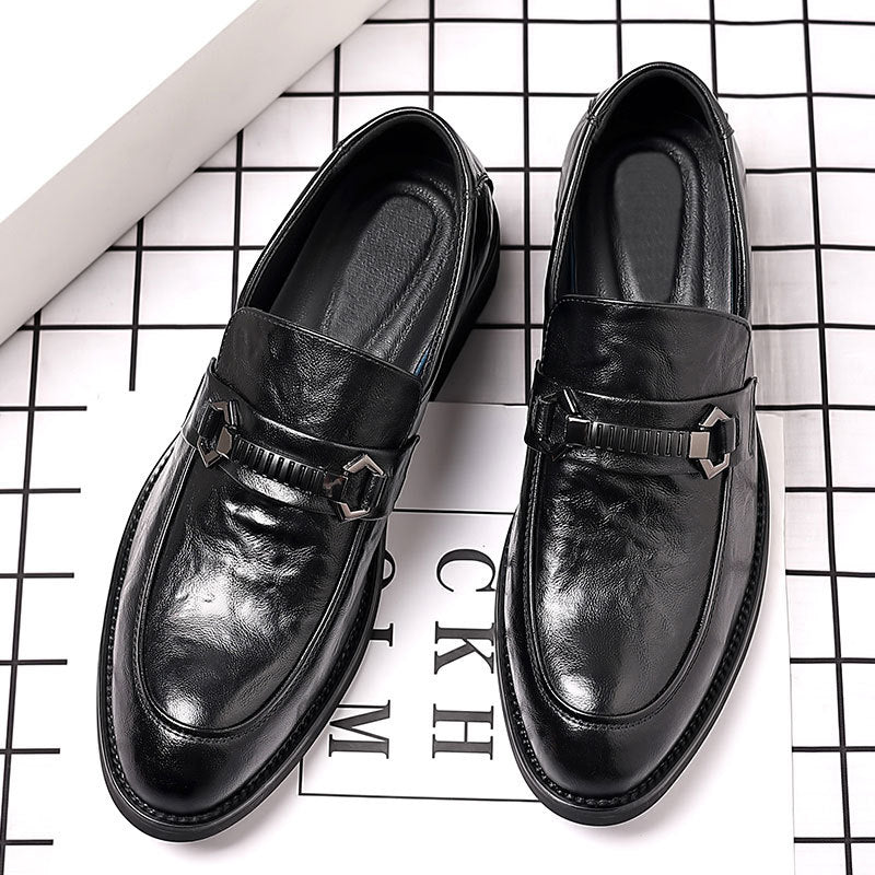 Leather shoes men's business formal wear casualmenautumnew arrival british cross-border live broadcast work k-style slip-on trendy leather shoes