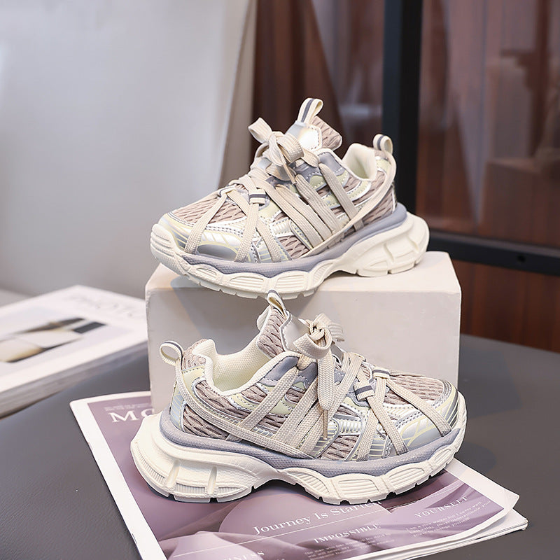 Girls' fashion chunky sneakers  spring/autumn new korean style kids' color block athletic shoes boys' lightweight running shoes
