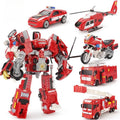 Kids' alloy transforming robot fire truck series: autobots, helicopters, police cars, and motorcycle model toys