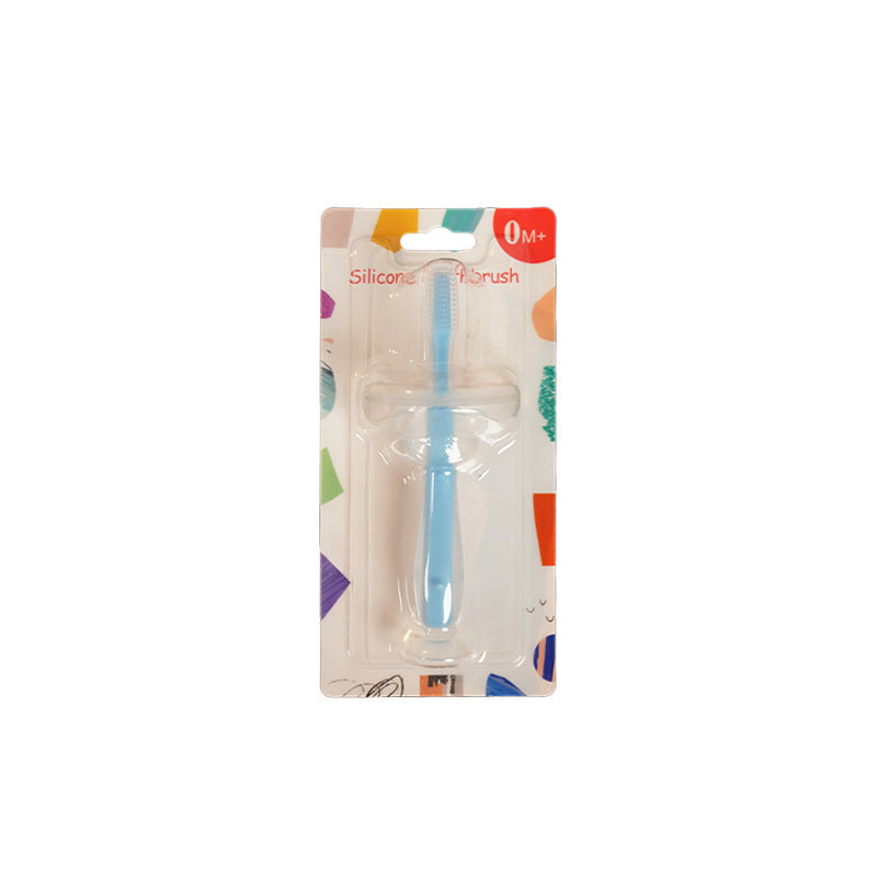 English card baby training silicone three-dimensional baby tooth brush standing suction cup toothbrush silicone tongue coating soft bristle brush