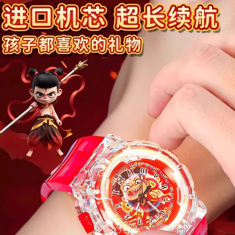 Nezha ao bing children's toys luminous digital watch, durable and waterproof, suitable as a gift for 3-year-old kindergarten children, boys and girls