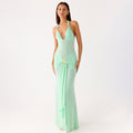 Amazon cross-border women's fashion:  summer new arrival - deep v-neck halter neck bodycon mini dress with strappy detail and open back