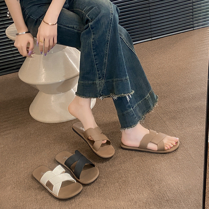 Summer new arrival: cross-strap everyday beach sandals - trendy, versatile, lightweight, and stylish beach slippers for women